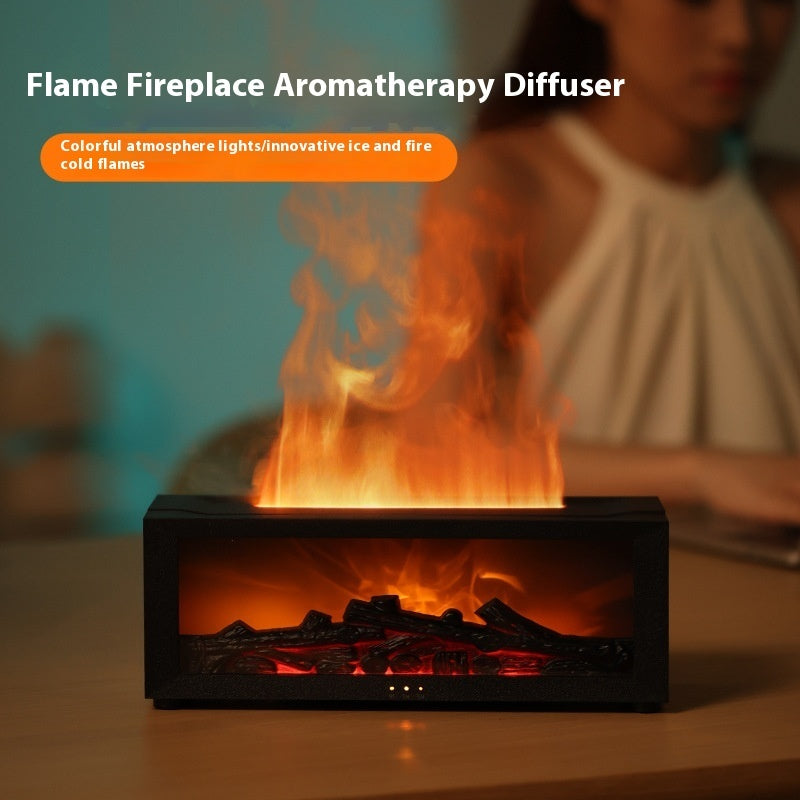 Home Essential Oil Diffuser - 3D Flame Fireplace Machine, Colorful, Aromatherapy Machine