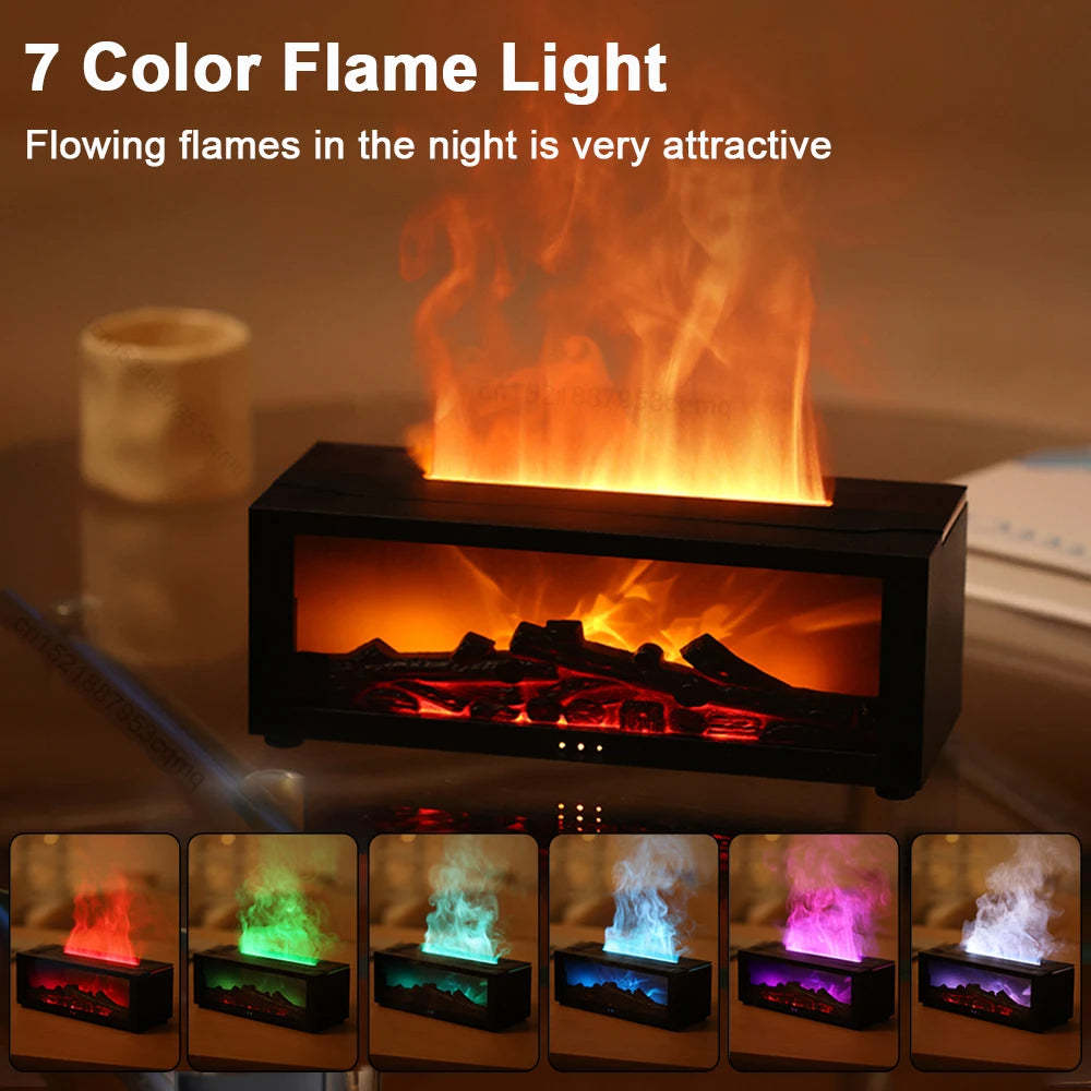 Home Essential Oil Diffuser - 3D Flame Fireplace Machine, Colorful, Aromatherapy Machine