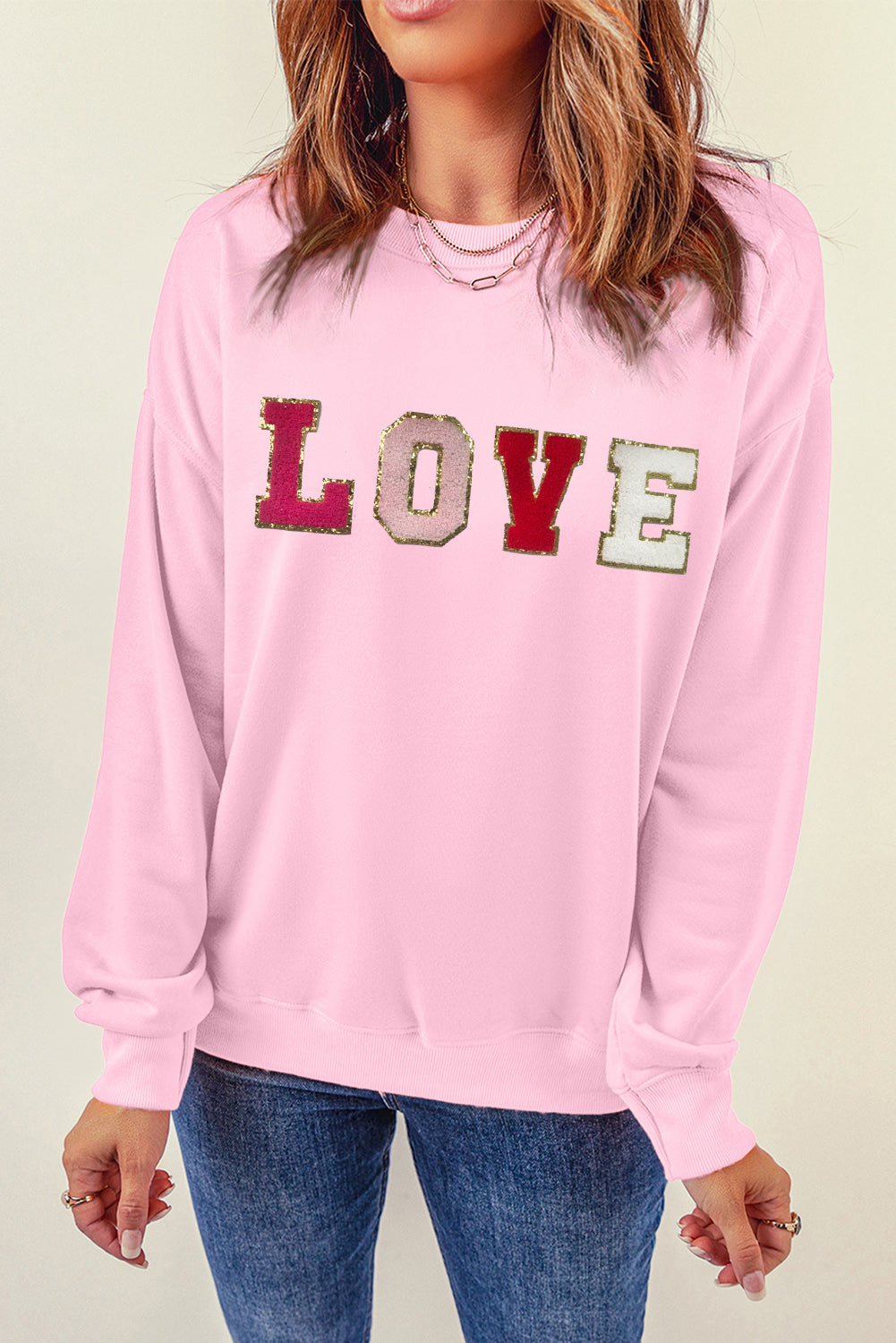 Pink LOVE Patch Sweatshirt