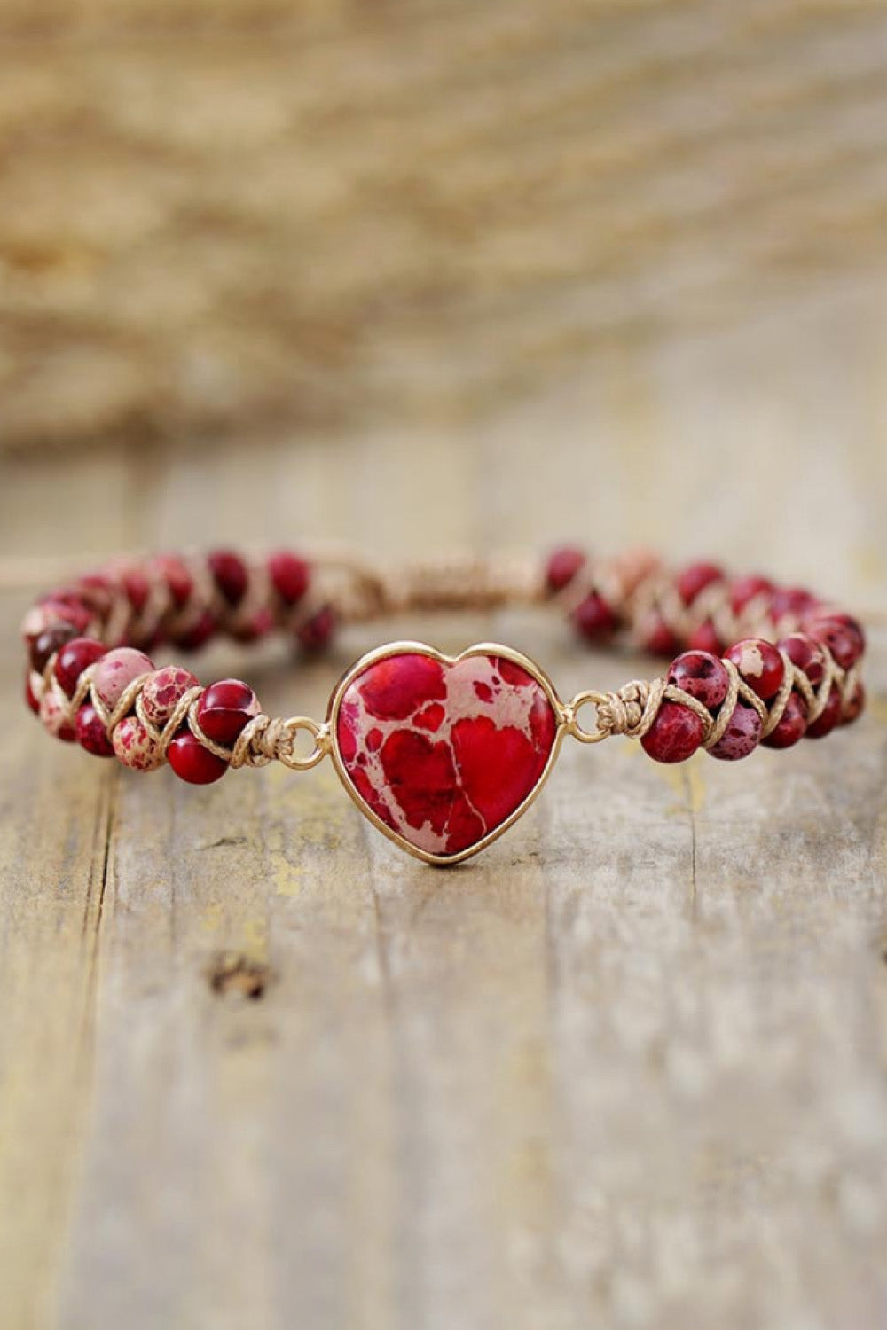 Handmade, Heart Shaped, Natural Stone Bracelet