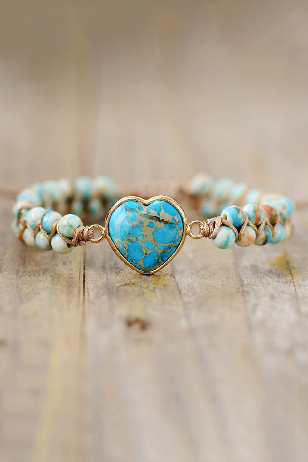 Handmade, Heart Shaped, Natural Stone Bracelet