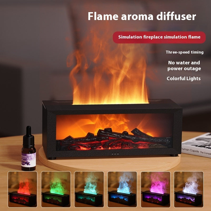 Home Essential Oil Diffuser - 3D Flame Fireplace Machine, Colorful, Aromatherapy Machine