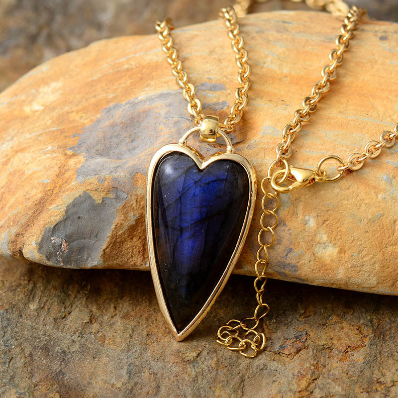 Heart Shaped, Copper, Labradorite Necklace