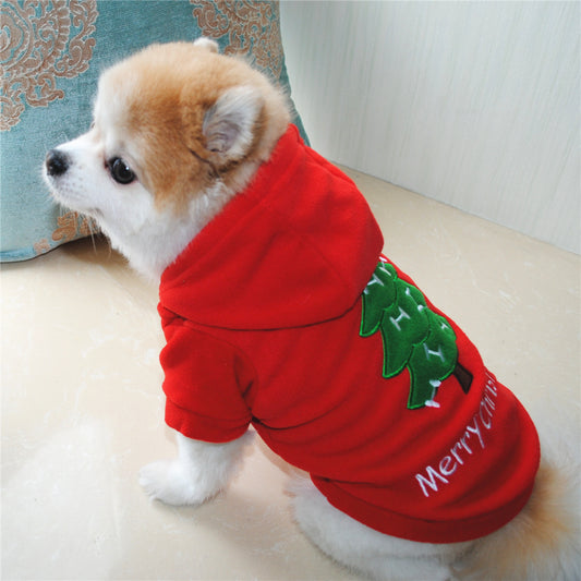 Pet Puppy Christmas Style, Thick, Hooded, Fluffy Jacket