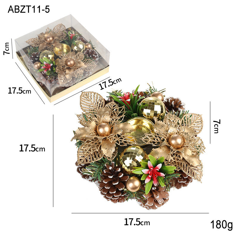 Candle Wreath - Table Decor of Artificial Metal & Garland, Great for Christmas & New Year