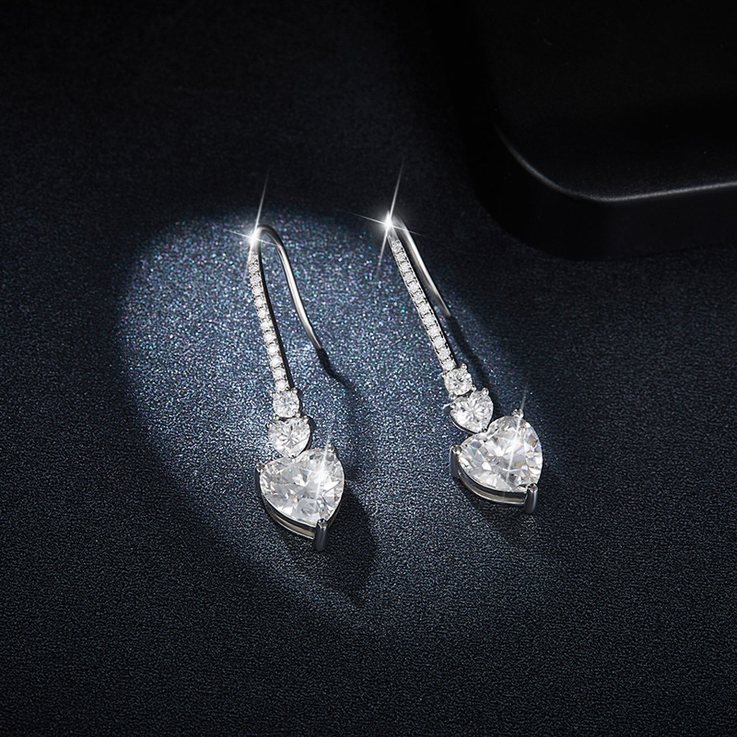 Heart Drop Earrings, 5.44 Carat Moissanite