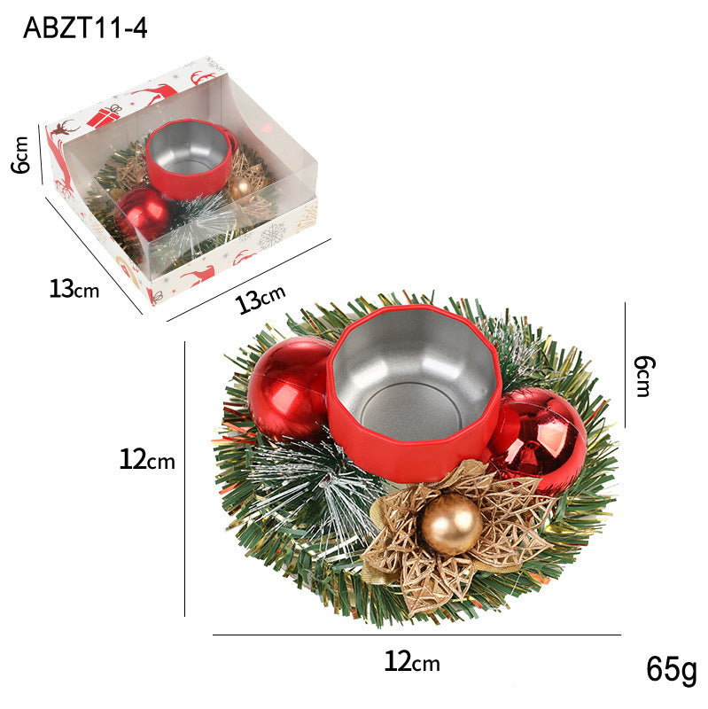 Candle Wreath - Table Decor of Artificial Metal & Garland, Great for Christmas & New Year