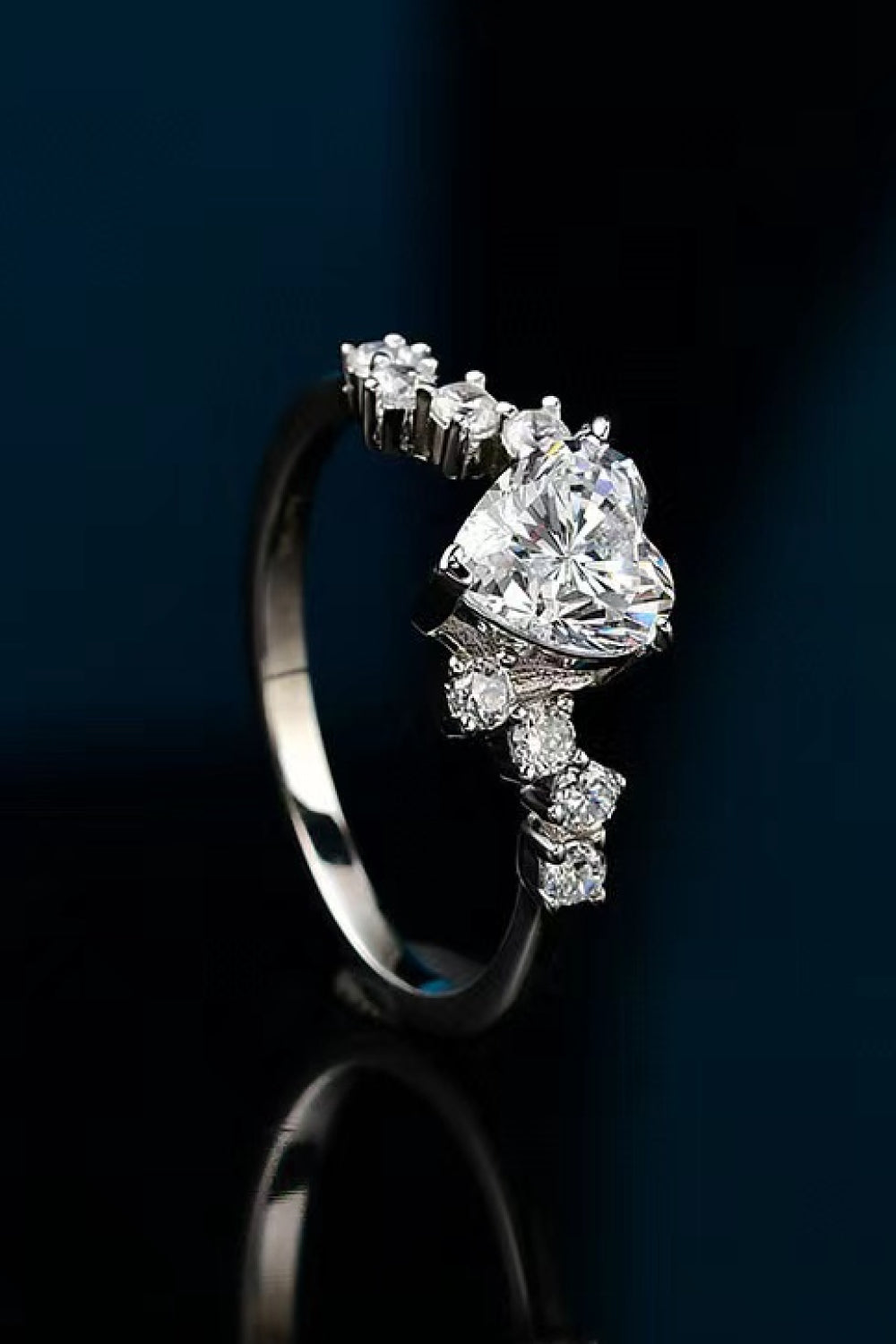 Heart Ring - 1 Carat Moissanite,  925 Sterling Silver