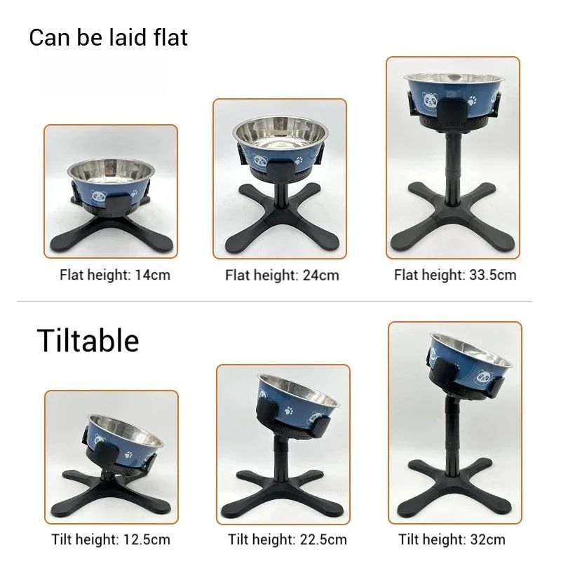 Elevated Dog, Food or Water, Bowl Stand - Anti Slip & Adjustable