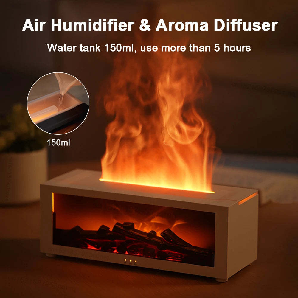 Home Essential Oil Diffuser - 3D Flame Fireplace Machine, Colorful, Aromatherapy Machine