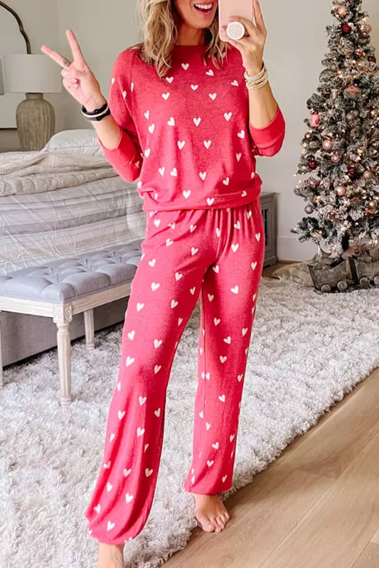 Pink with White Hearts Top and Pants Set