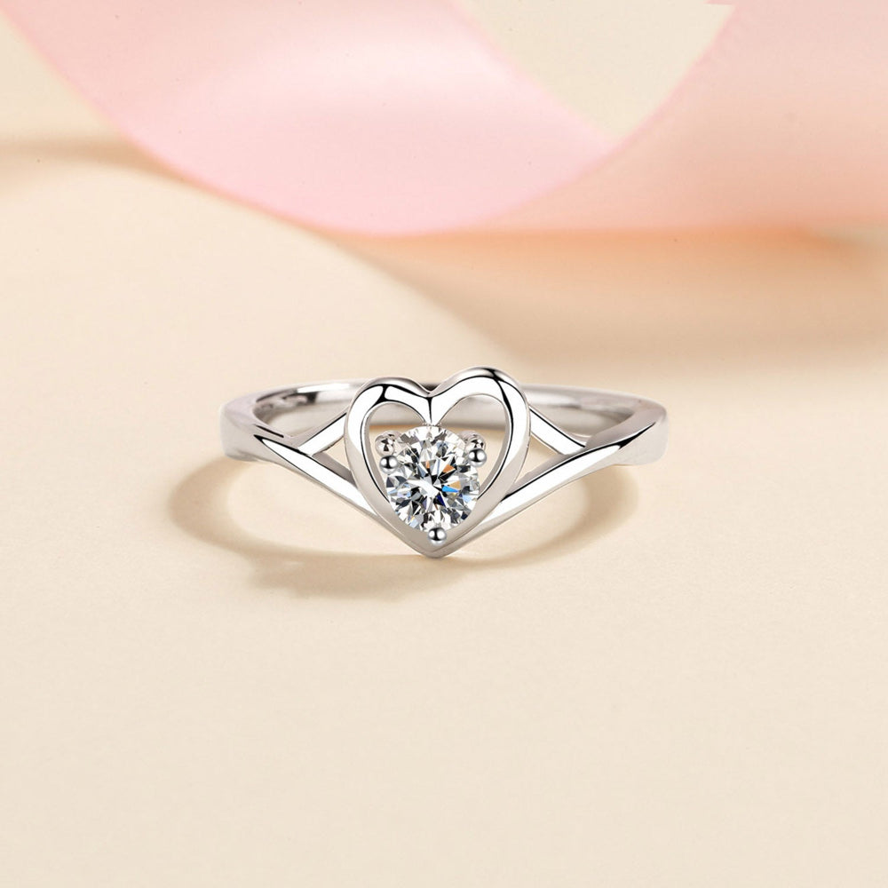 Heart Moissanite 0.3 Carat Solitaire in a 925 Sterling Silver Ring