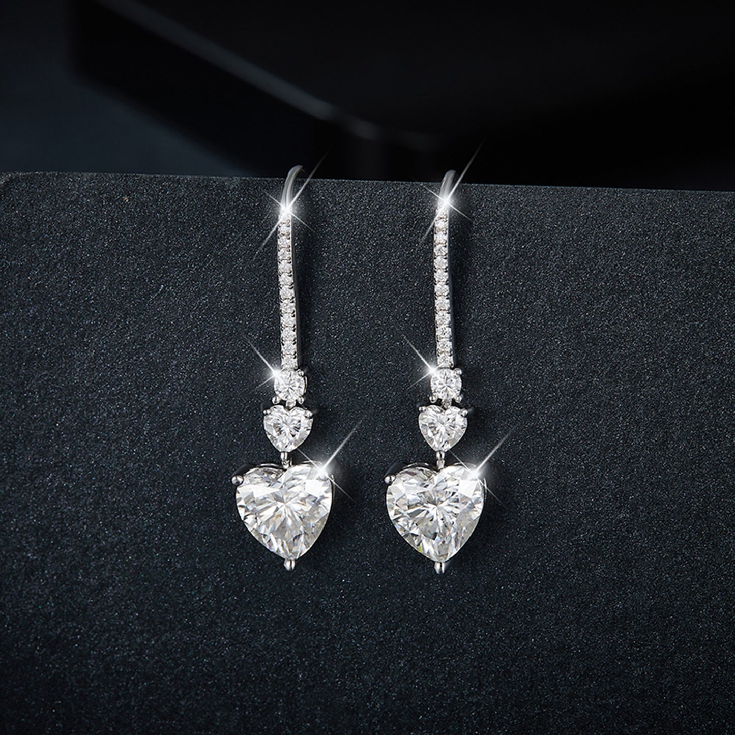 Heart Drop Earrings, 5.44 Carat Moissanite