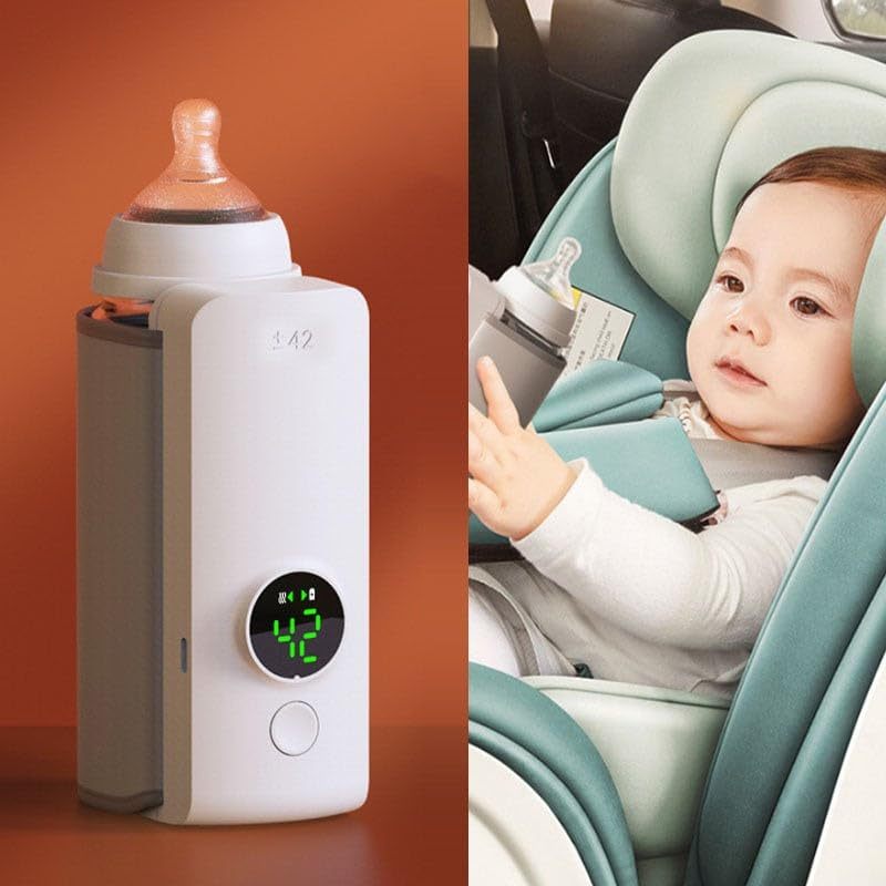 Baby Bottle Warmer with a Universal Bottle Insulation Sleeve - Portable, Wireless & Rechargeable