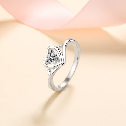 Heart Moissanite 0.3 Carat Solitaire in a 925 Sterling Silver Ring