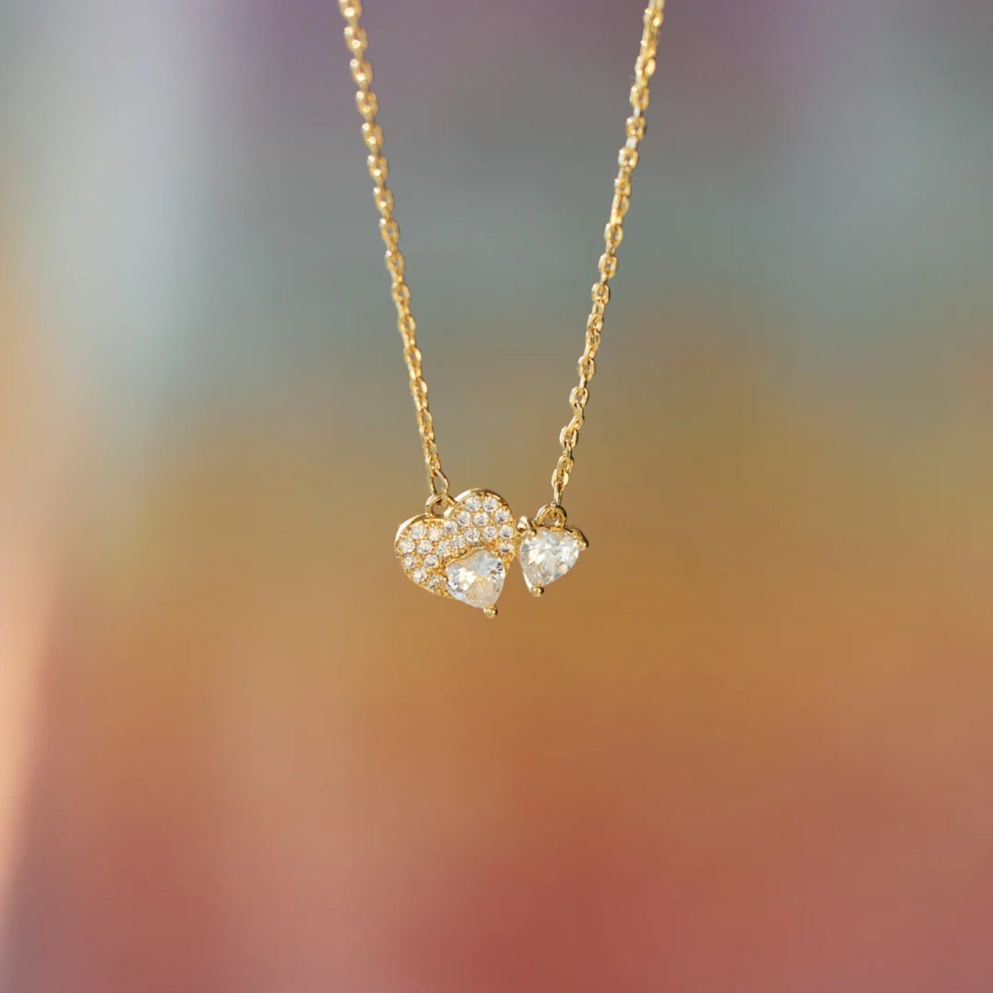 Heart Necklace, 18K Gold-Plated, 925 Sterling Silver, Zircon