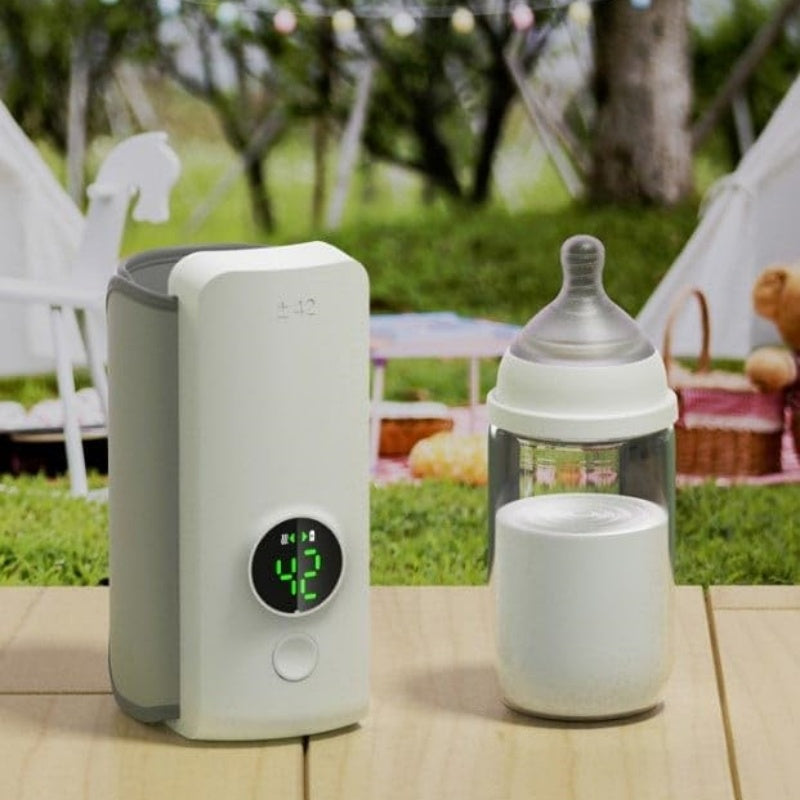 Baby Bottle Warmer with a Universal Bottle Insulation Sleeve - Portable, Wireless & Rechargeable