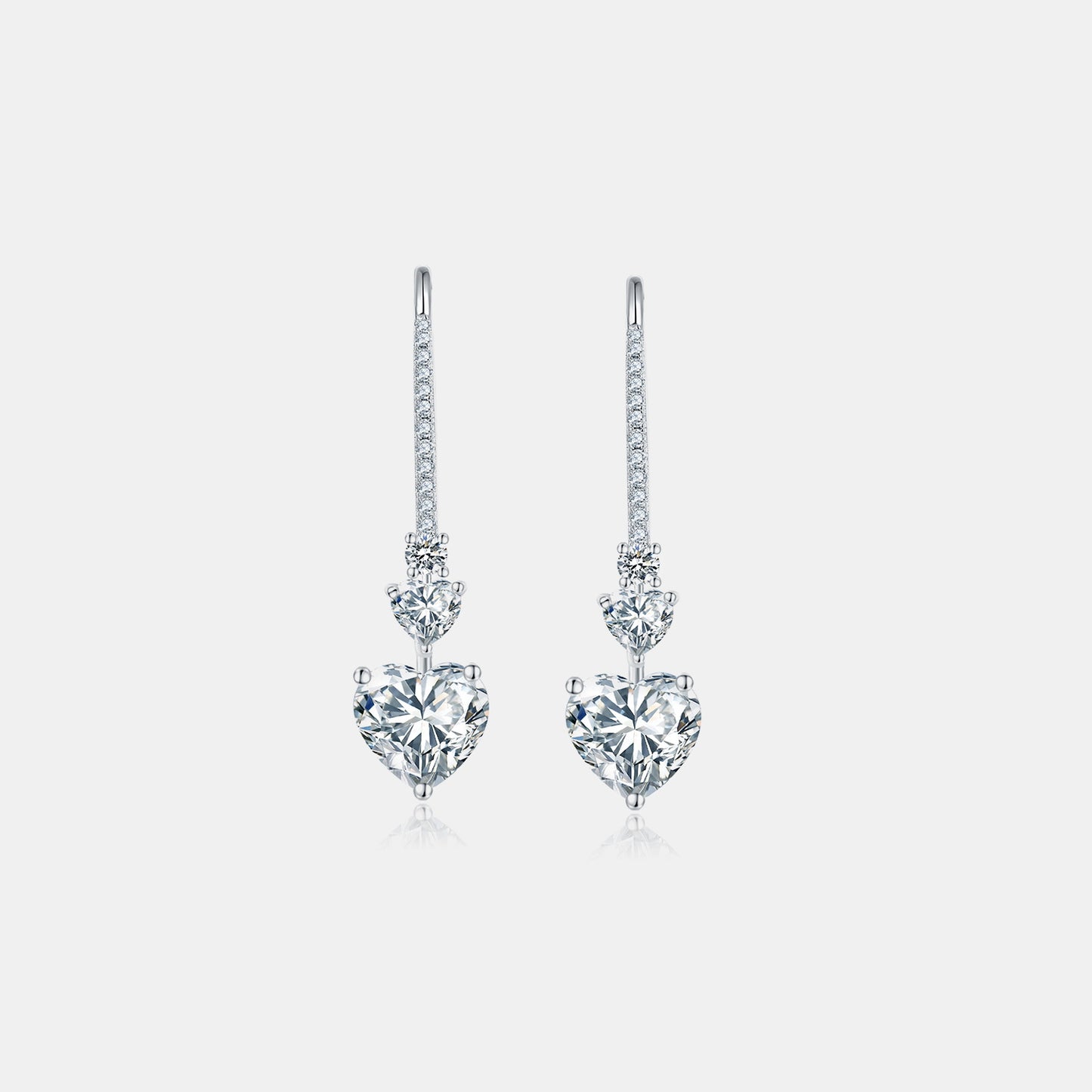 Heart Drop Earrings, 5.44 Carat Moissanite