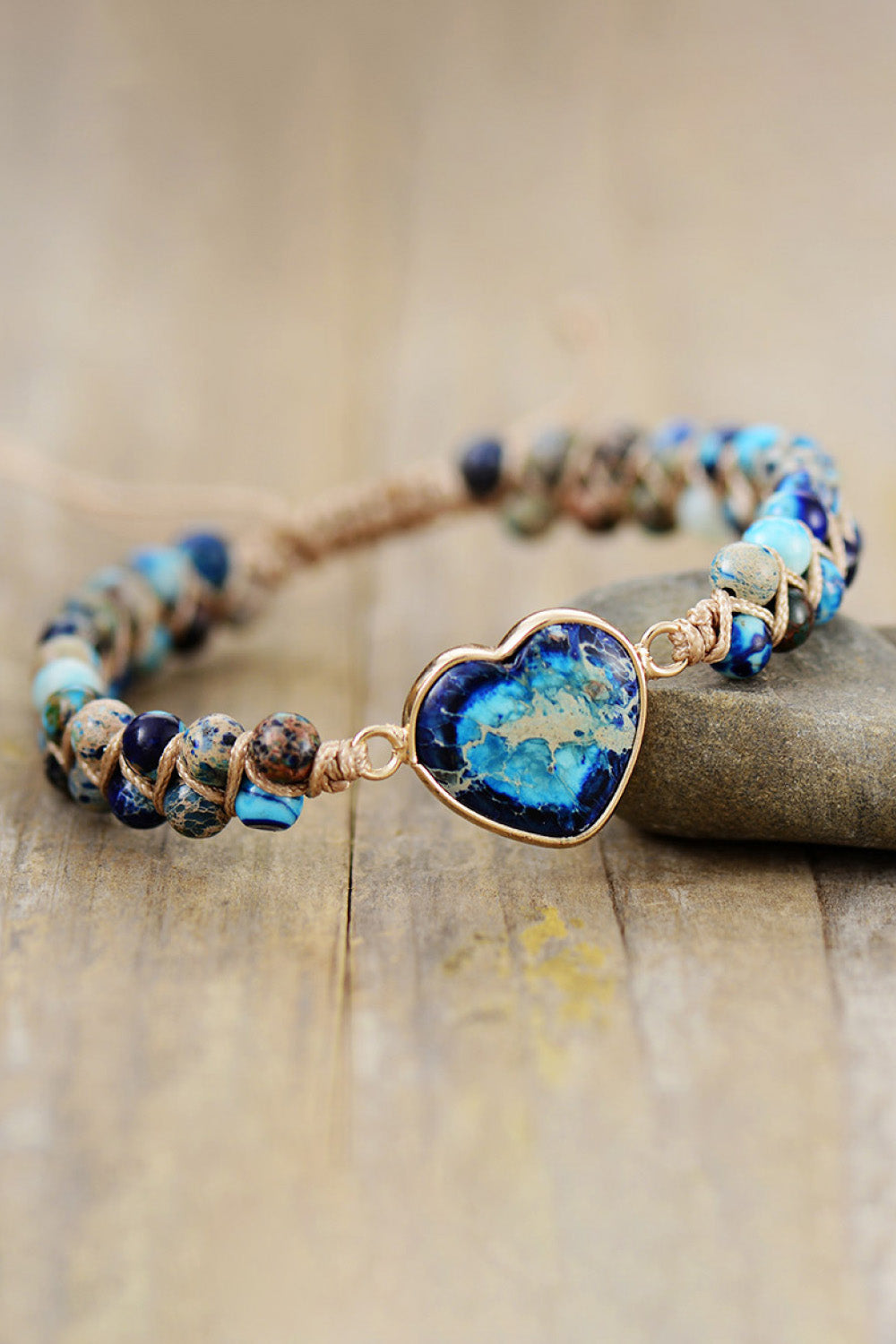 Handmade, Heart Shaped, Natural Stone Bracelet