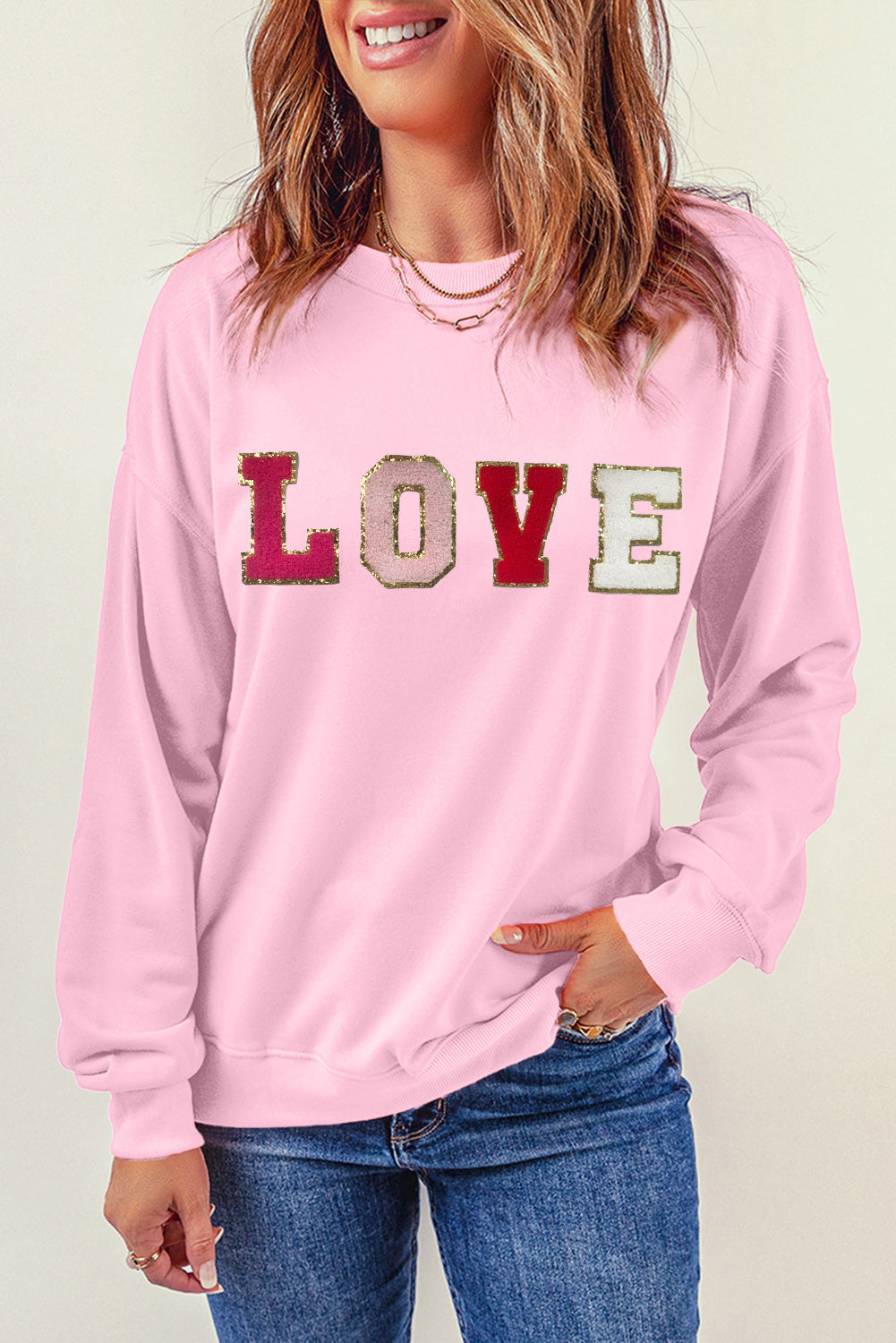 Pink LOVE Patch Sweatshirt