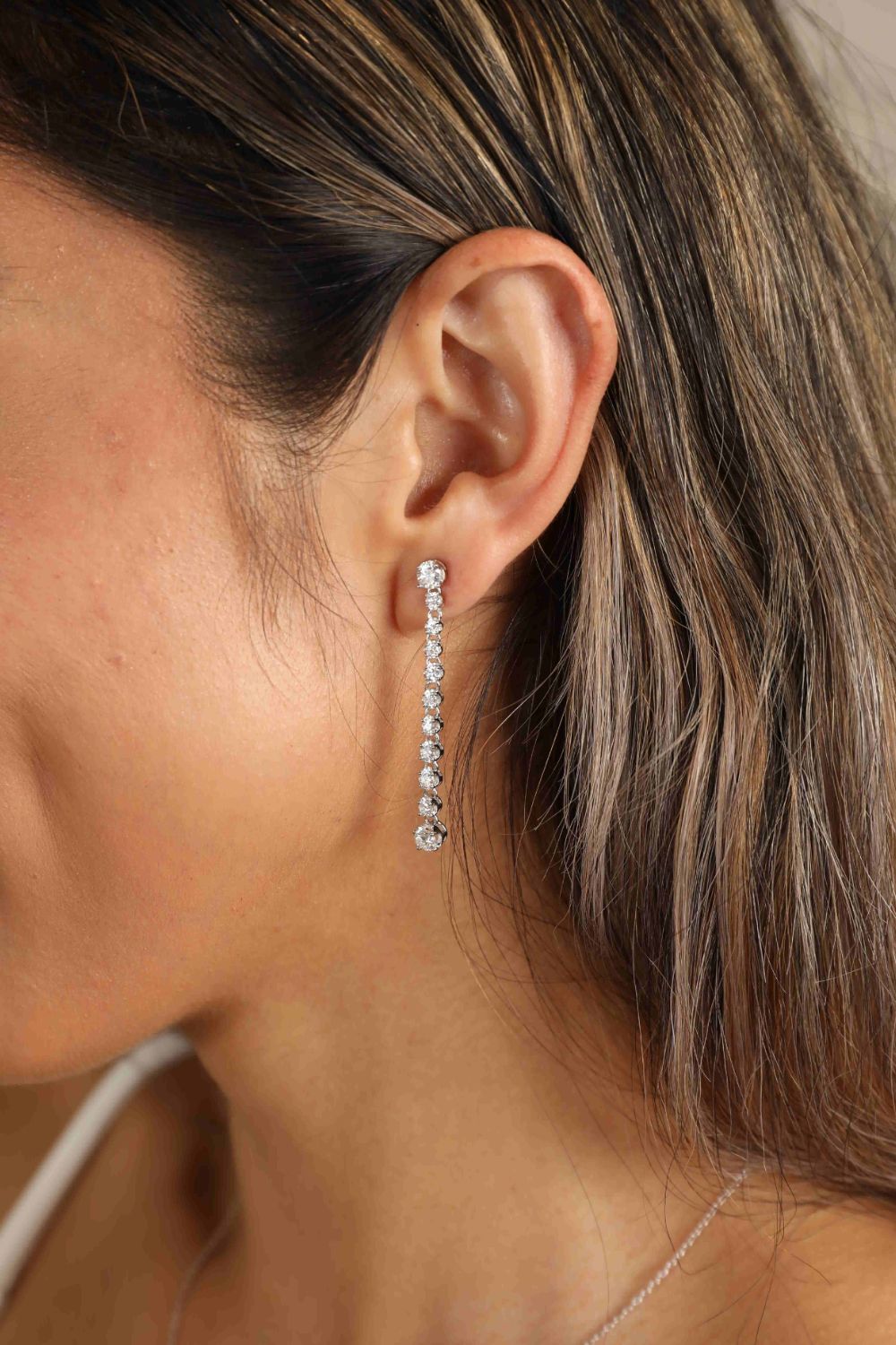 Long Earrings with multiple stones, 1.18 Carat Moissanite