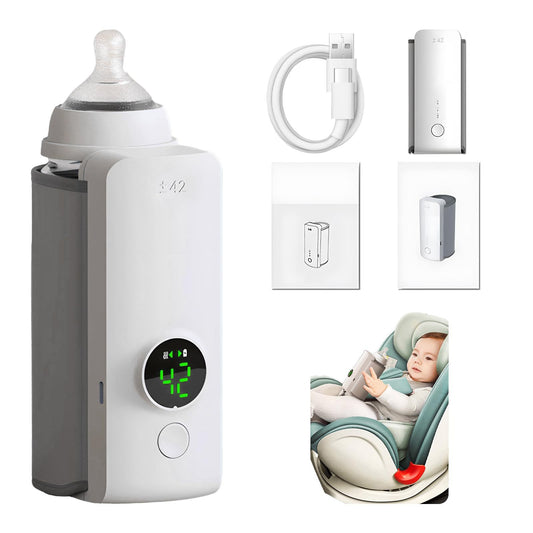 Baby Bottle Warmer with a Universal Bottle Insulation Sleeve - Portable, Wireless & Rechargeable