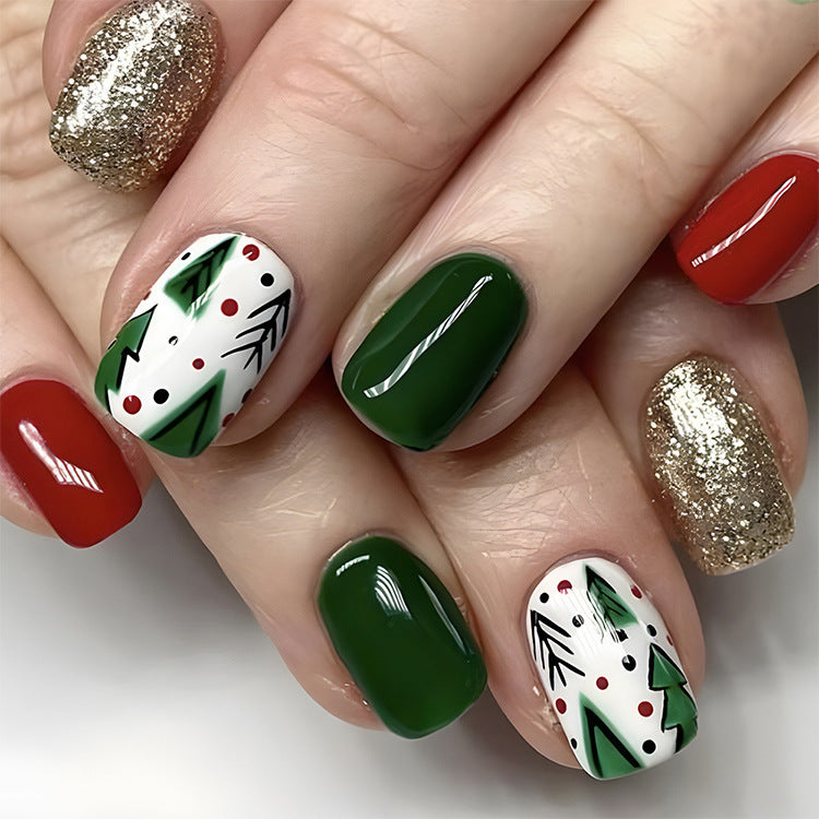 24 pcs Christmas False Nails for Parties, Dances or Holiday Wear