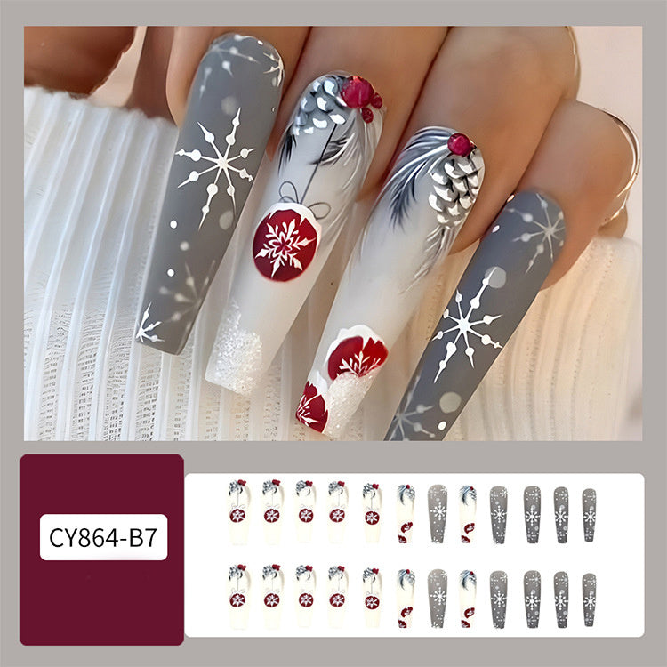 24 pcs Christmas False Nails for Parties, Dances or Holiday Wear