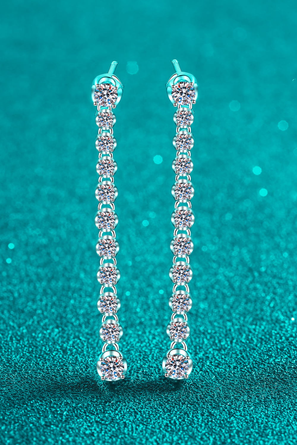 Long Earrings with multiple stones, 1.18 Carat Moissanite