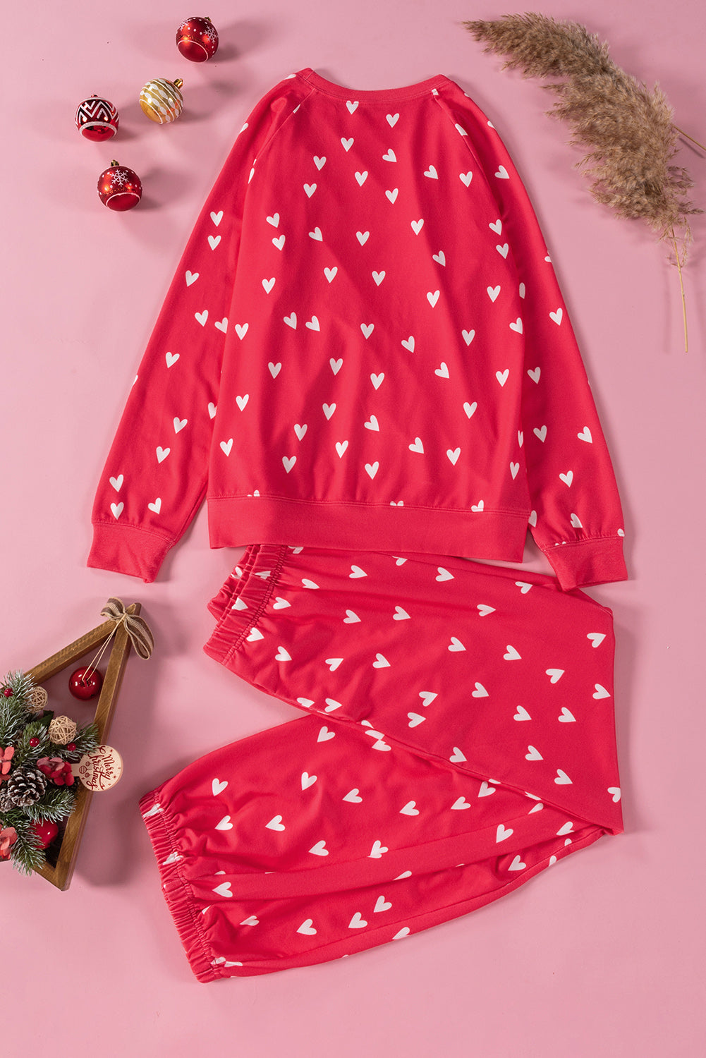 Pink with White Hearts Top and Pants Set