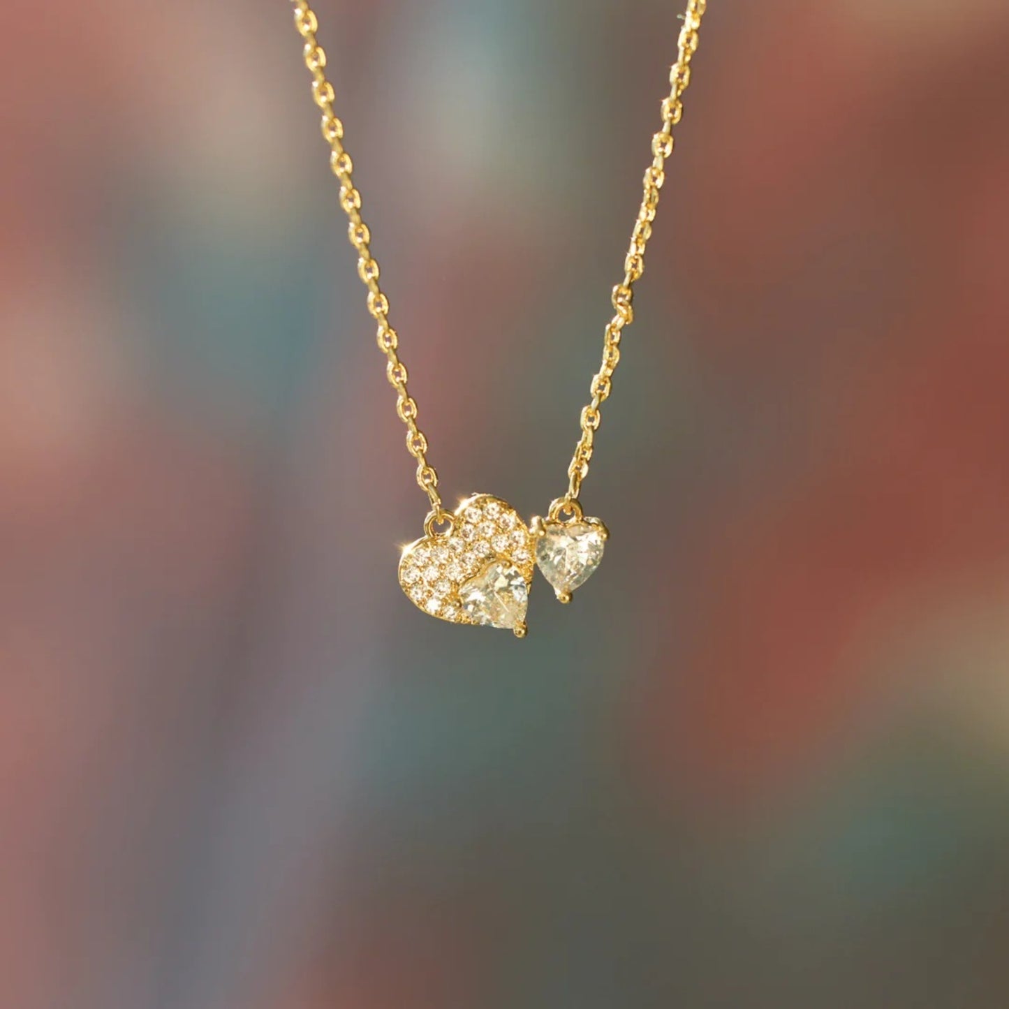 Heart Necklace, 18K Gold-Plated, 925 Sterling Silver, Zircon