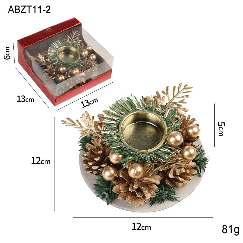 Candle Wreath - Table Decor of Artificial Metal & Garland, Great for Christmas & New Year