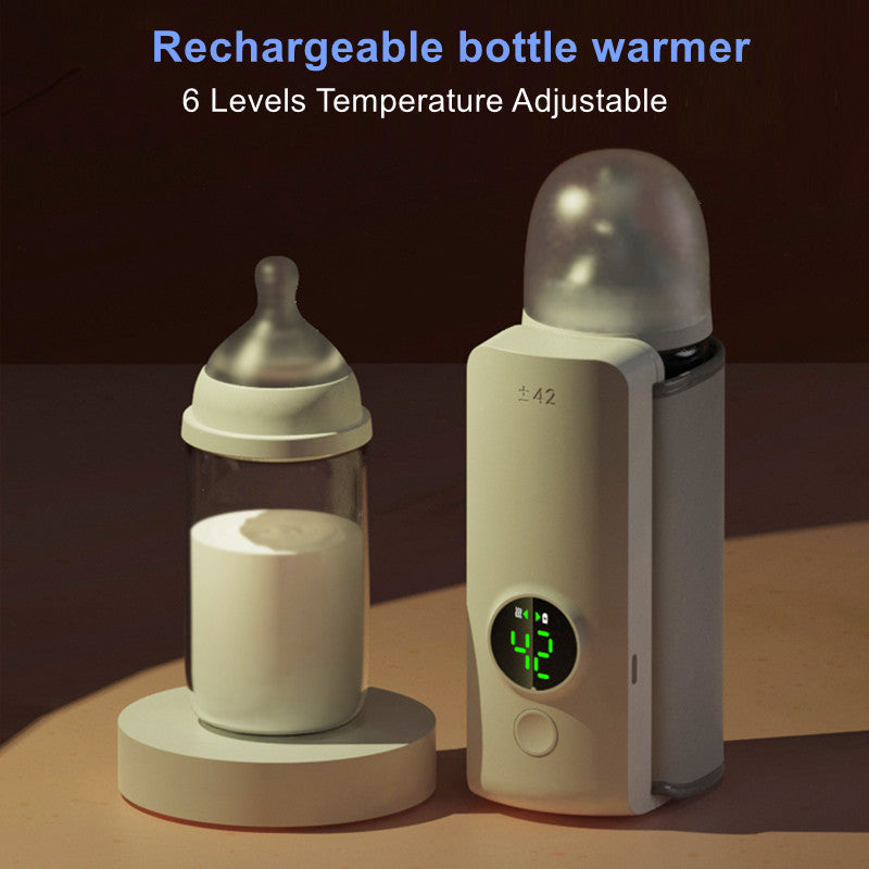 Baby Bottle Warmer with a Universal Bottle Insulation Sleeve - Portable, Wireless & Rechargeable