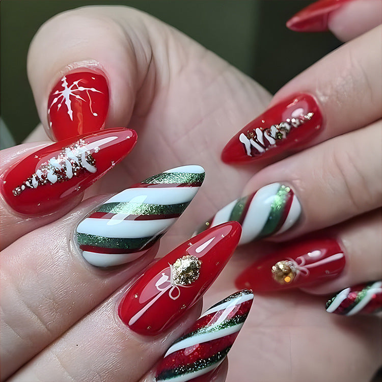 24 pcs Christmas False Nails for Parties, Dances or Holiday Wear