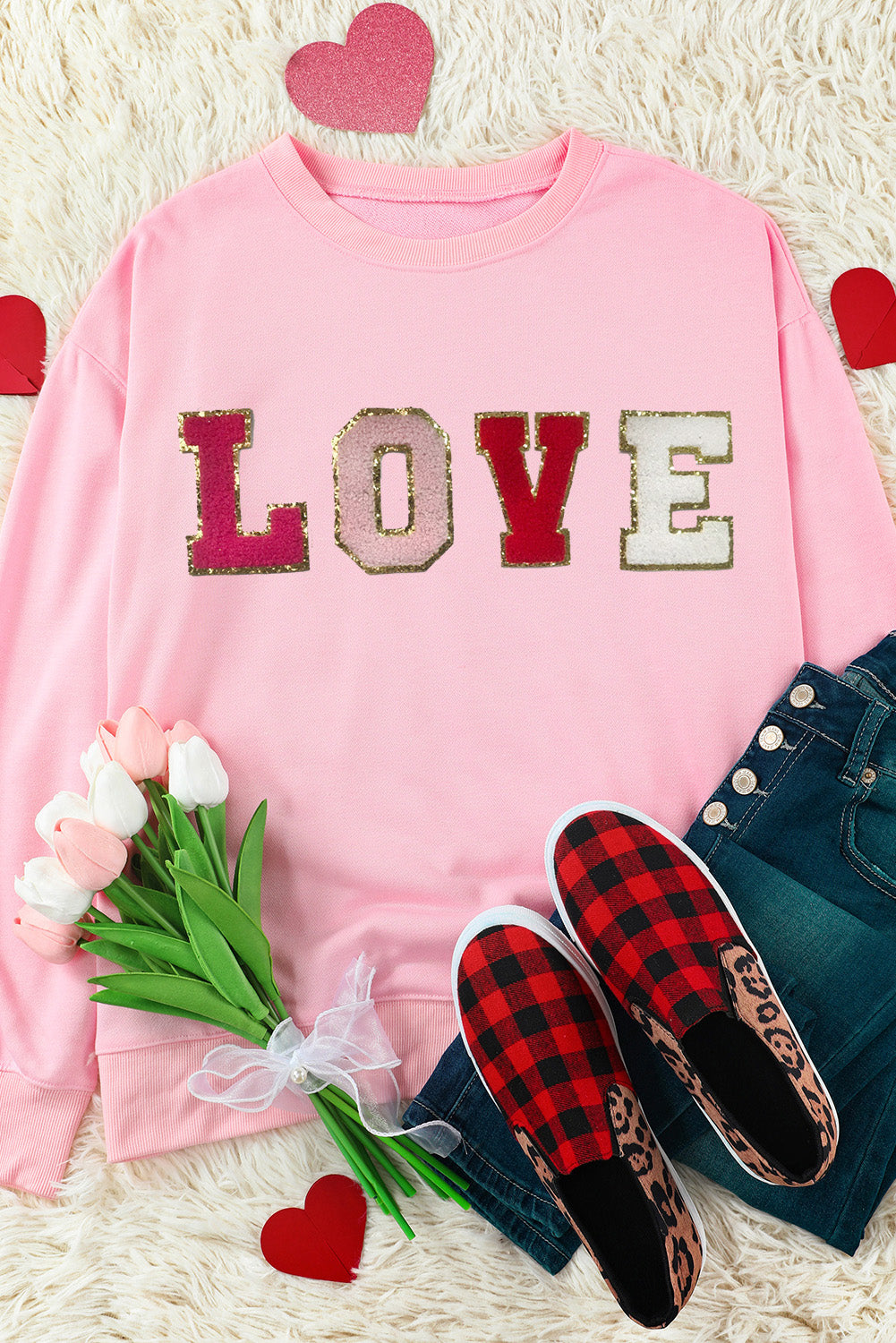 Pink LOVE Patch Sweatshirt