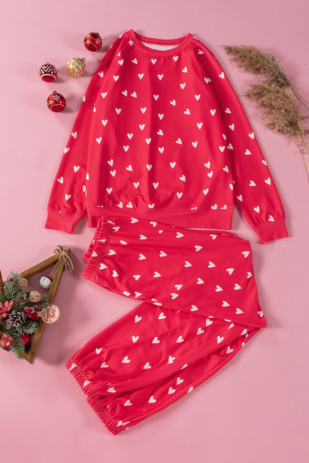 Pink with White Hearts Top and Pants Set