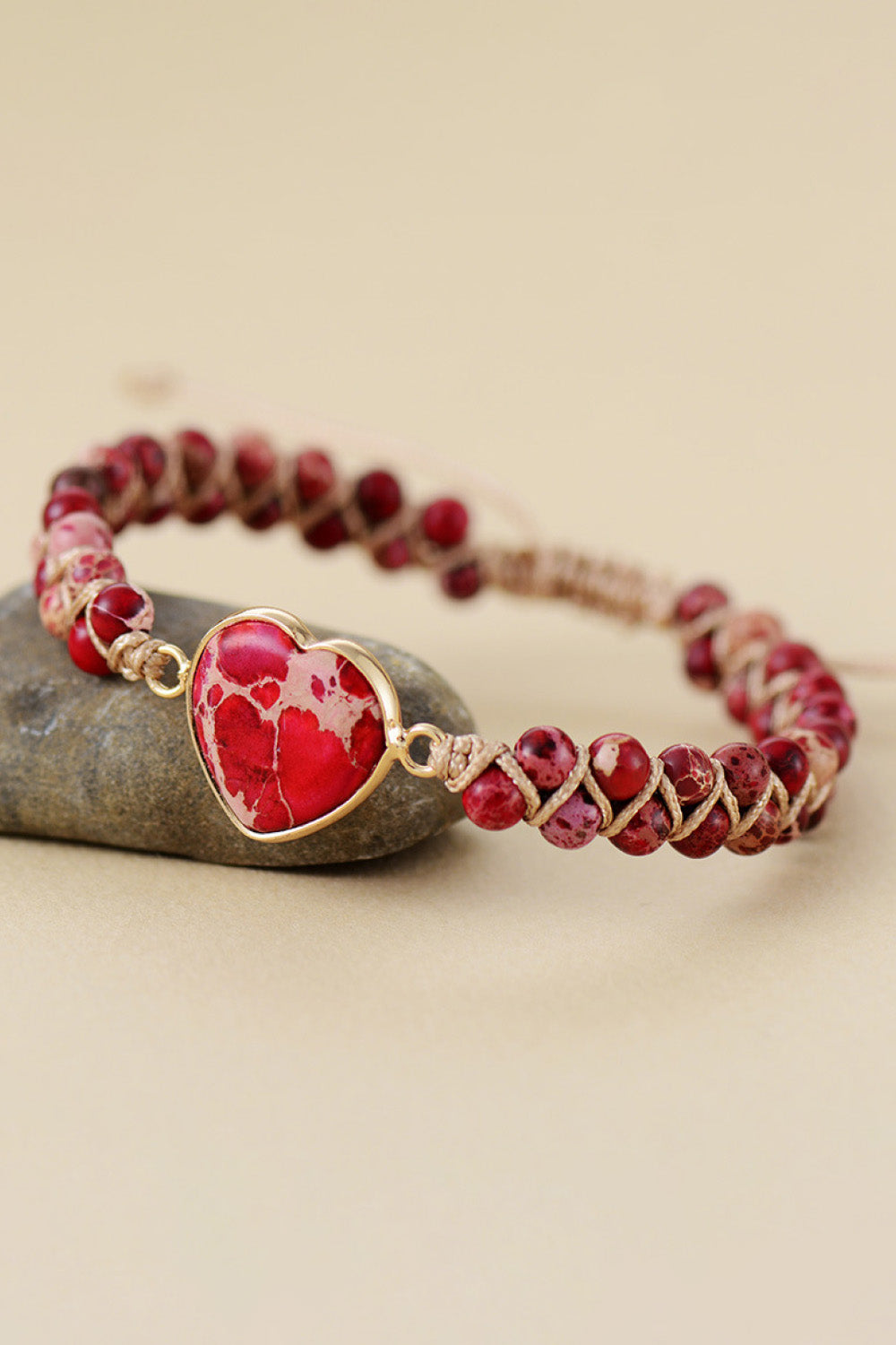 Handmade, Heart Shaped, Natural Stone Bracelet