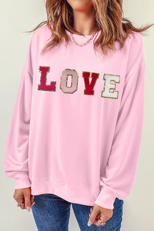 Pink LOVE Patch Sweatshirt