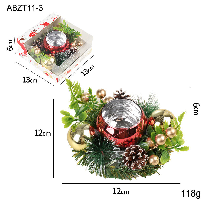 Candle Wreath - Table Decor of Artificial Metal & Garland, Great for Christmas & New Year