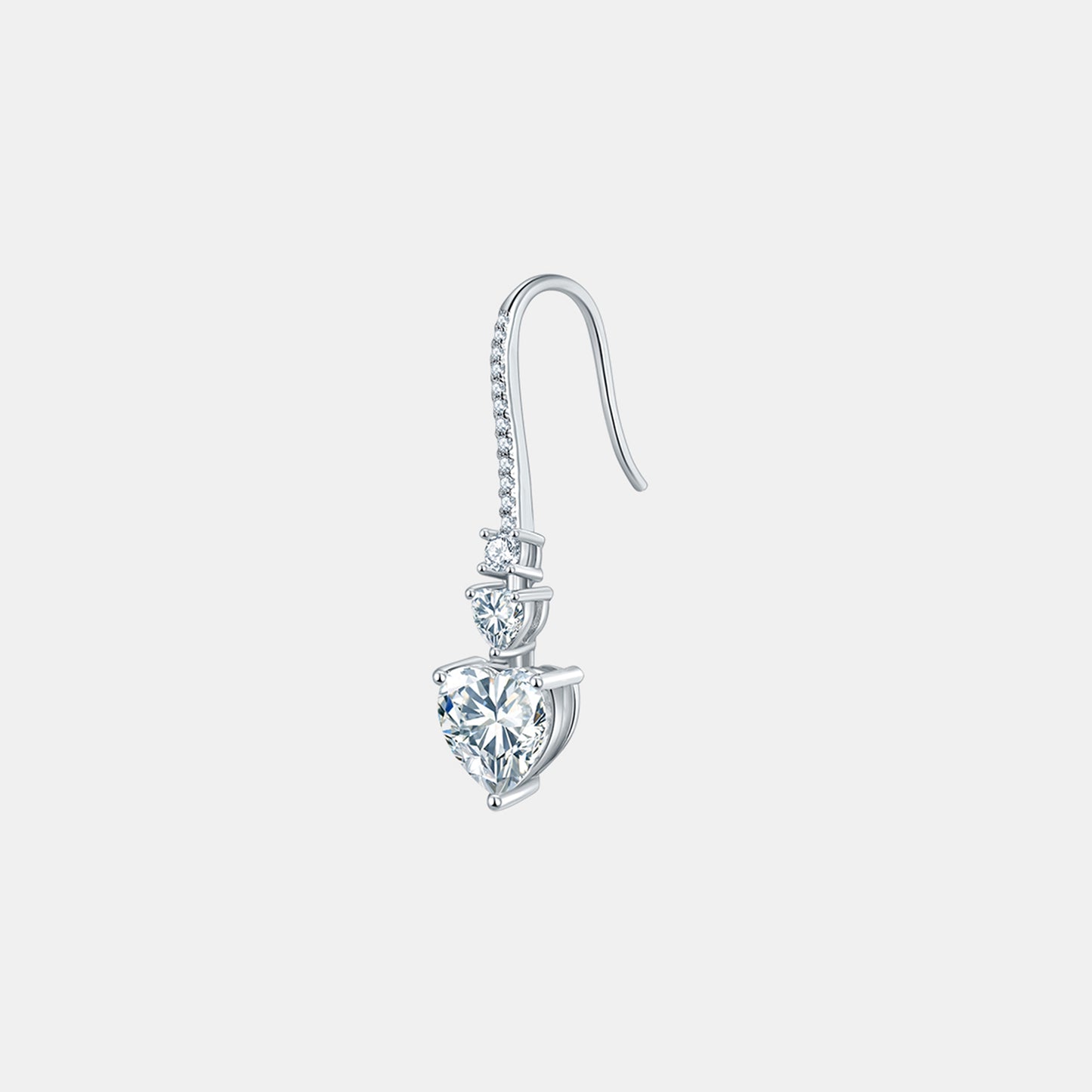 Heart Drop Earrings, 5.44 Carat Moissanite