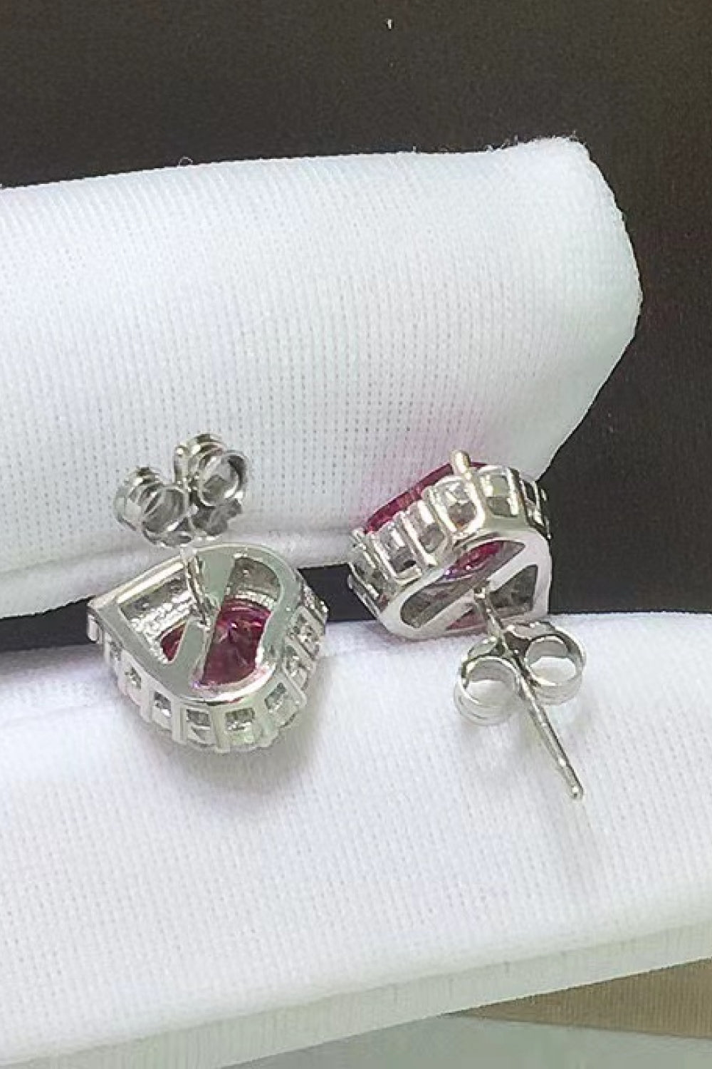 Heart-Shaped Earrings, 2 Carat Pink Moissanite